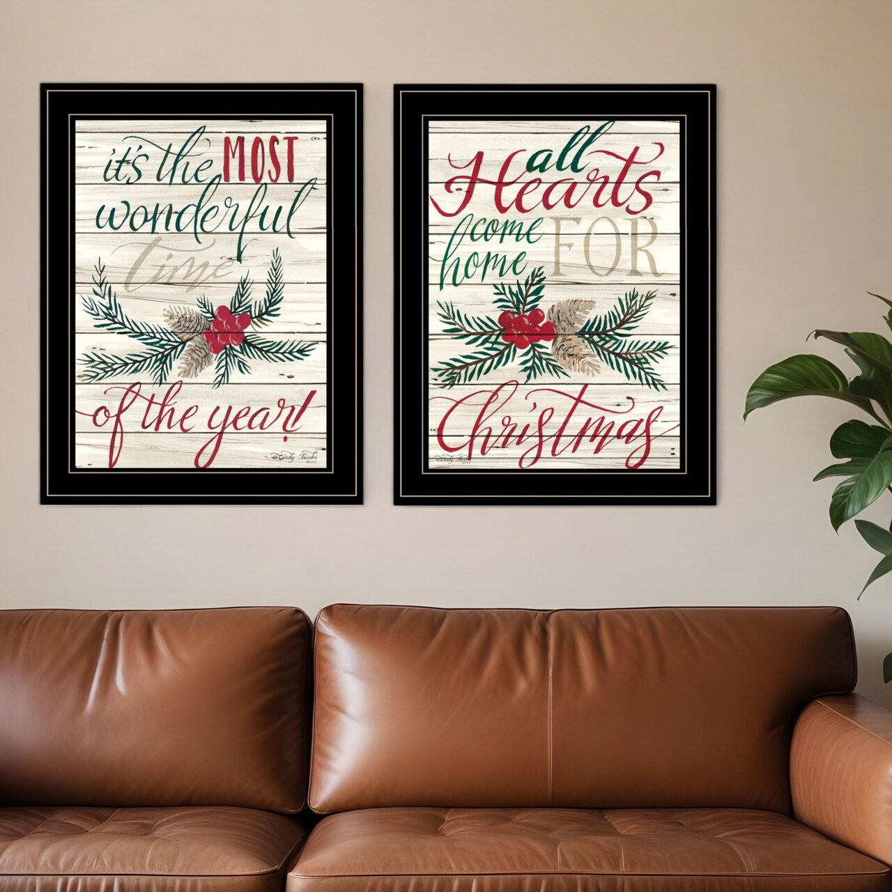 Edge Collections - 31" x 19" - Multicolor - Stylish Christmas Wall Art Prints - 2 Pieces